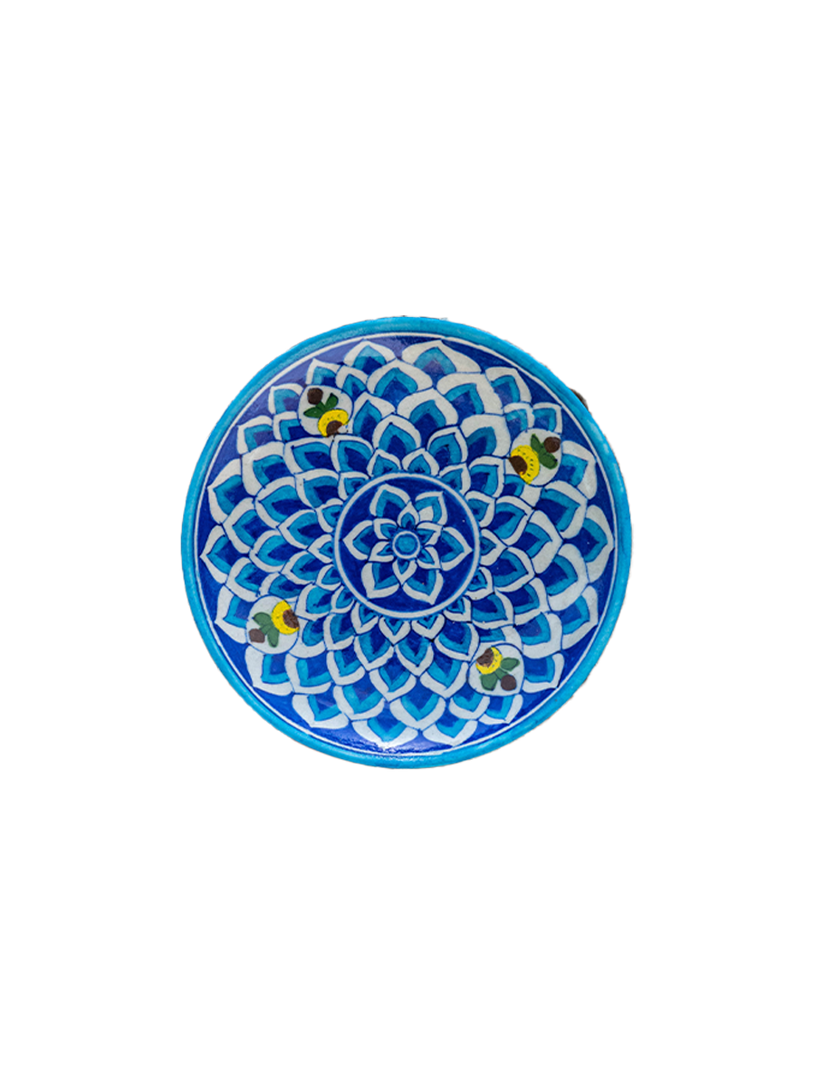 Floral  Wall Plate Blue Pottery for Sale