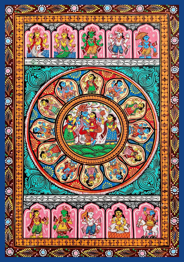 The Life of Krishna - Pattachitra Painting by Purusottam Swain for Home Decor Thumbnail