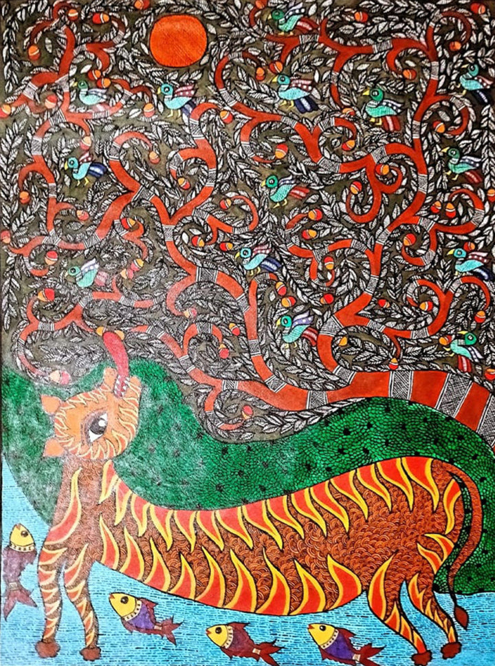 Harmony of Nature, Madhubani Painting by Vibhuti Nath Thumbnail