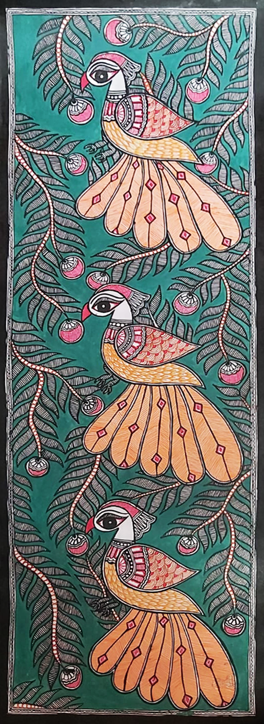 Harmony of Peacocks: Madhubani art by Priti Karn Thumbnail