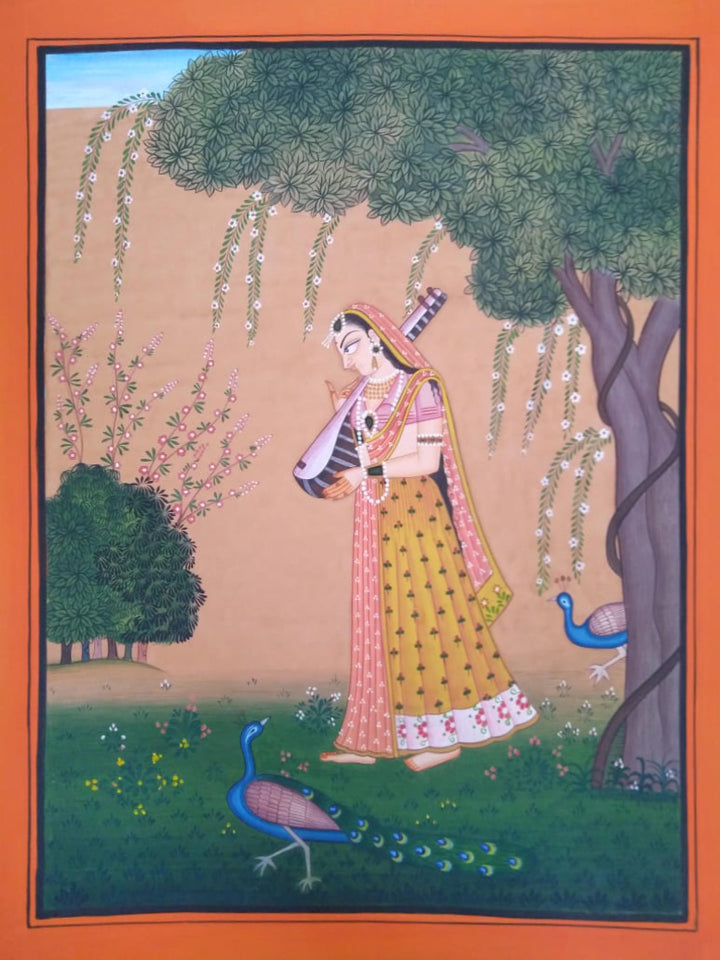 Harmony of Wonders: Serenade of Nature Basohli Painting by Aastha Billowria  & Shivakshi Sharma Thumbnail