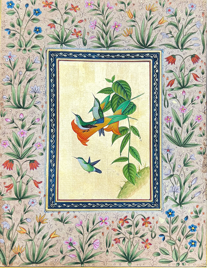 Humming birds in Mughal Miniature by Mohan Prajapati Thumbnail