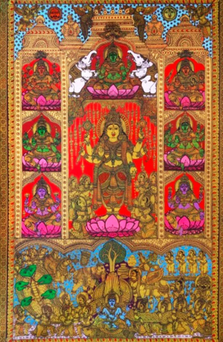 Ashta Lakshmi: Kalamkari Painting by Harinath.N