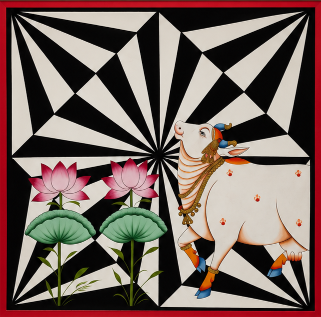 A Cow and A Lotus Bud: Triangular Tessellation in Pichwai by Naveen Soni Thumbnail