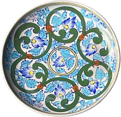 Meditative vegetal disc in Blue Pottery by Garima Saini Thumbnail
