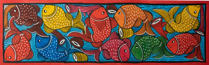 Imagery of fishes: Santhal-Tribal Pattachitra by Manoranjan Chitrakar Thumbnail