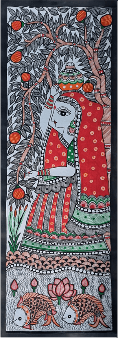 Imagery of woman walking with a pot: Madhubani by Vibhuti Nath Thumbnail