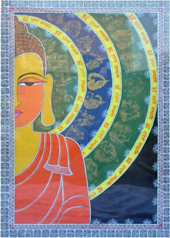 Incorporation of principles: Half illustration of Lord Buddha in Tikuli painting by Ashok Kumar Thumbnail