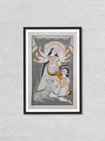 Infinite Valour Goddess Kali's Triumph over Mahishasura Khalighat Painting by Sonali Chitrakar