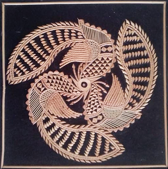 Intertwined Peacocks in Sikki Grass work by Suraj Kumar Sahu Thumbnail