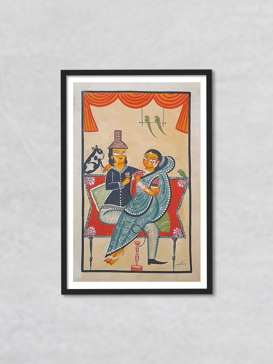 In the Embrace of Togetherness A Kalighat Painting of Leisure and Love by Sonali Chitrakar
