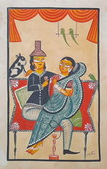 Buy In the Embrace of Togetherness A Kalighat Painting of Leisure and Love by Sonali Chitrakar