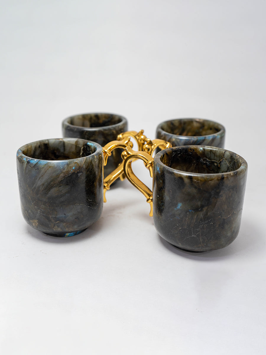  The Mystical Labradorite Tea Cups with Golden Accents
