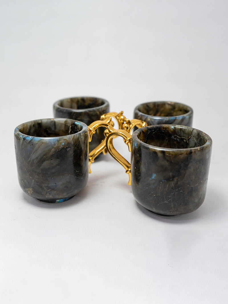  The Mystical Labradorite Tea Cups with Golden Accents