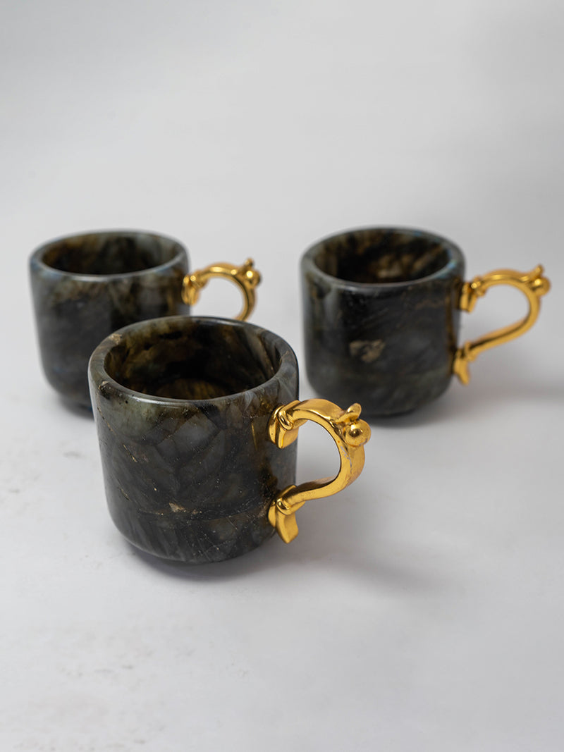  The Mystical Labradorite Tea Cups with Golden Accents