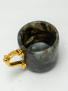 Iridescent Brew: The Mystical Labradorite Tea Cups with Golden Accents 