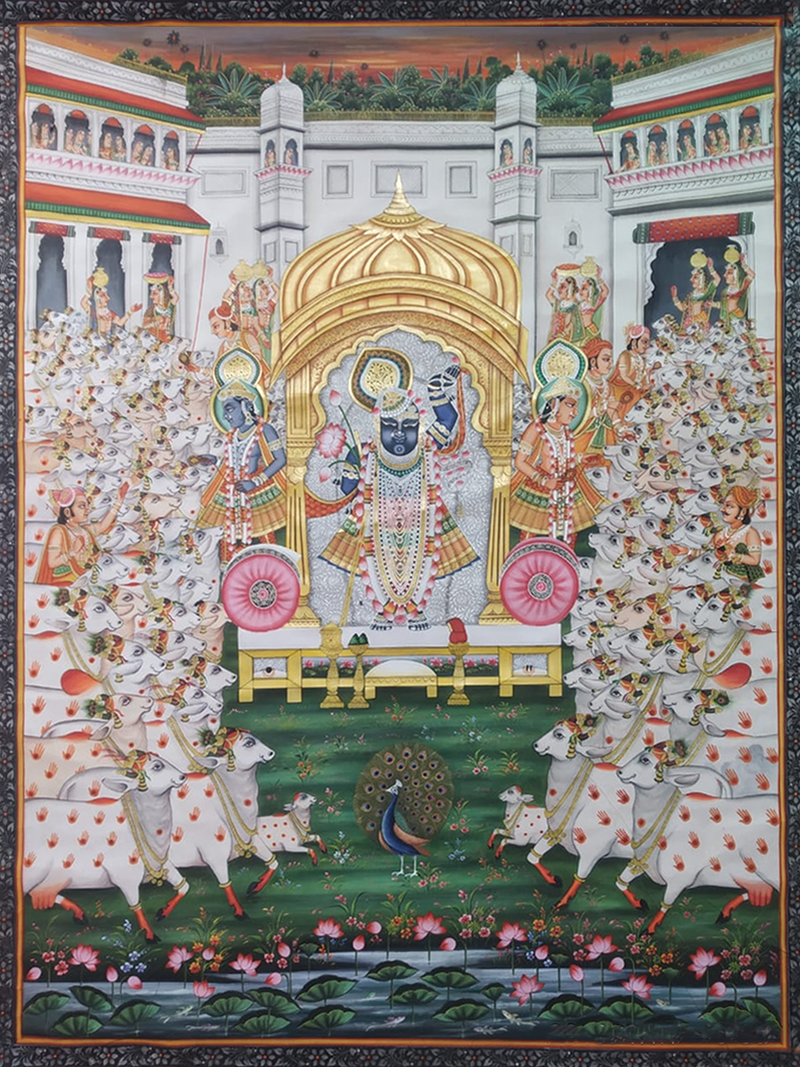 Buy Blissful Tapestry of Shrinathji: Pichwai Painting by Jayesh Sharma