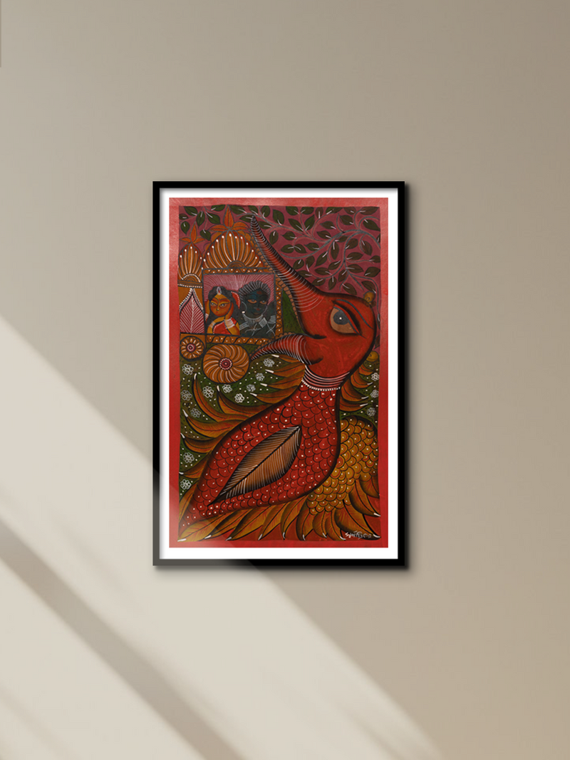 Jatayu saving Sita Mata: Bengal Pattachitra by Swarna Chitrakar for sale