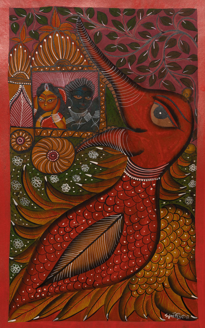Jatayu saving Sita Mata: Bengal Pattachitra by Swarna Chitrakar Thumbnail