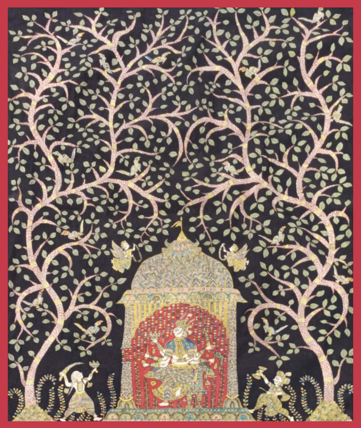 Jogni Matas Bethak Under Tree Of Life Mata Ni Pachedi By Vasant Manubhai Chitara For Home Decor Thumbnail