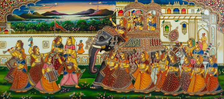 Journey into the Kaleidoscope: Marriage Procession Usta Miniature by Pankaj Kumar Thumbnail