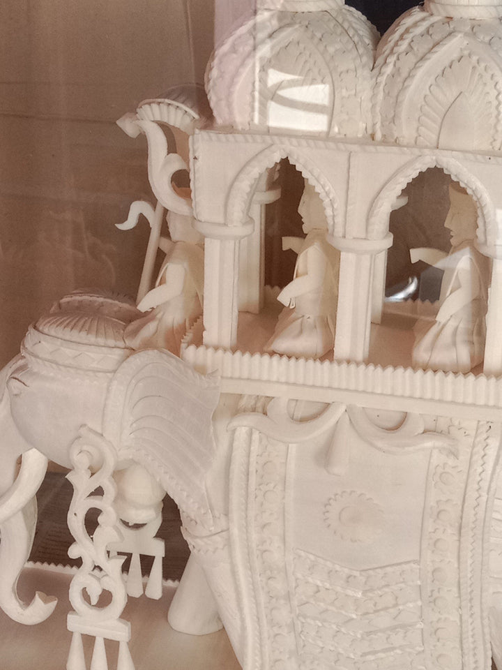 Journey of Majesty: A Shola Pith Carving of Howdah by Arup Malakar Thumbnail