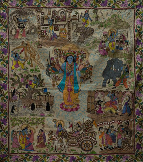 Buy Krishna Leelas in Kantha Embroidery 