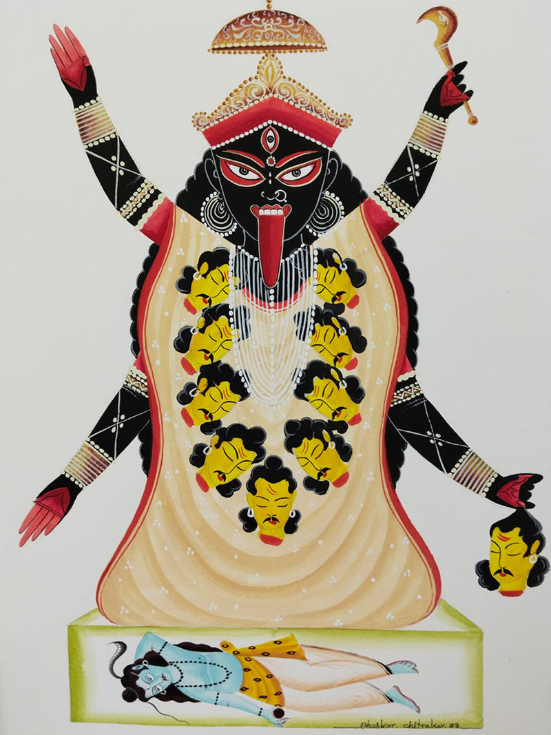 Buy Kali Maa in Kalighat Painting by Bhaskar Chitrakar