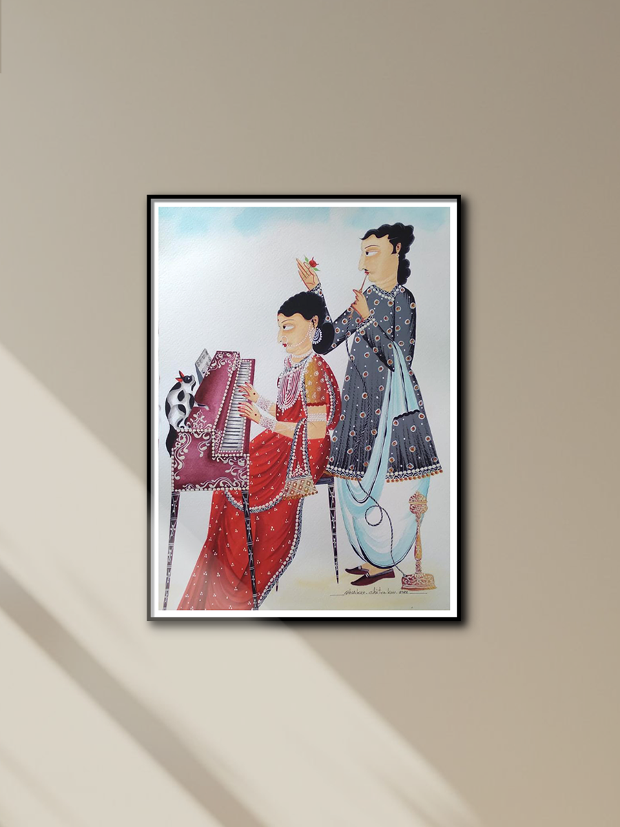Shop Harmony in Love: Babu Biwi Kalighat Painting by Bhaskar Chitrakar