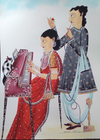 Buy Harmony in Love: Babu Biwi Kalighat Painting by Bhaskar Chitrakar