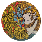 Buy Krishna with the Surabhi Cow in Kalamkari by Hariath N 