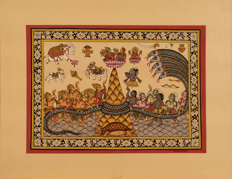 Depiction of Sheshnaag along with deities in Phad by Kalyan Joshi for Sale