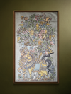Pair of Royal Horses Standing Beneath the Tree of Life in Kalamkari by Sudheer