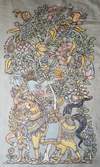 Pair of Royal Horses Standing Beneath the Tree of Life in Kalamkari by Sudheer