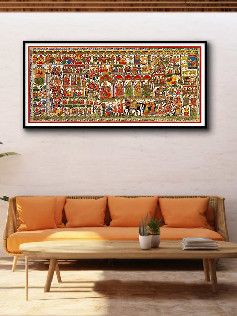 Harmony of Rajasthan: A Tapestry of the Life of Pabuji, Phad Painting by Kalyan Joshi