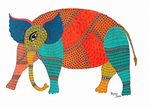 Celestial Soar: A Gond Artistry of the Colorful Elephant Gond Painting For Sale