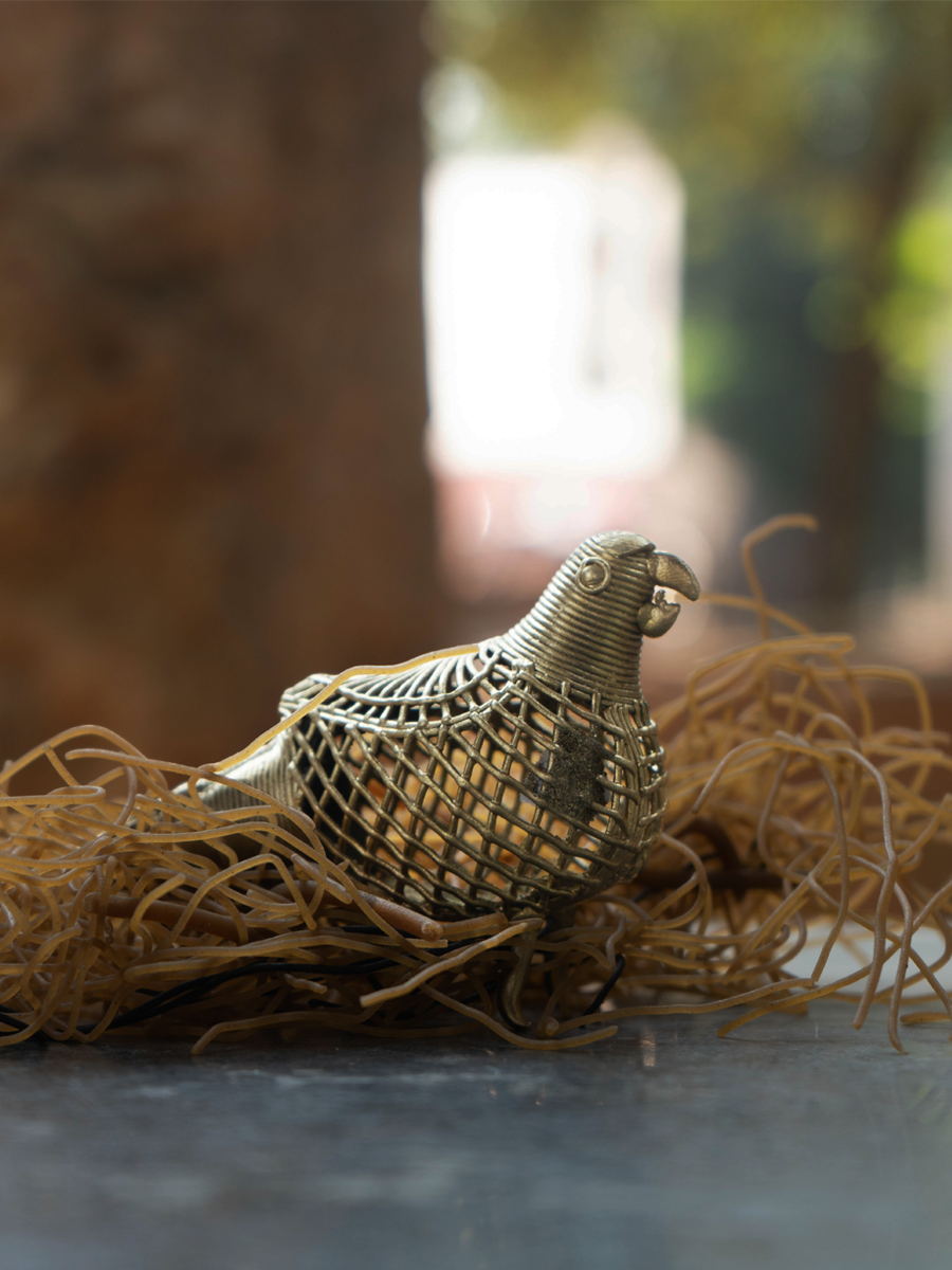 A Chirping Bird: Dhokra Handicraft by Kunal Rana for sale