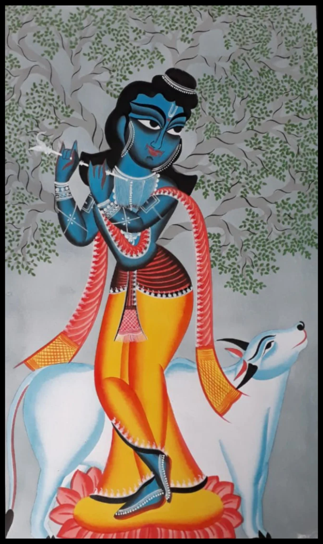 Krishna: The Divine Cowherd in Kalighat by Uttam Chitrakar Thumbnail