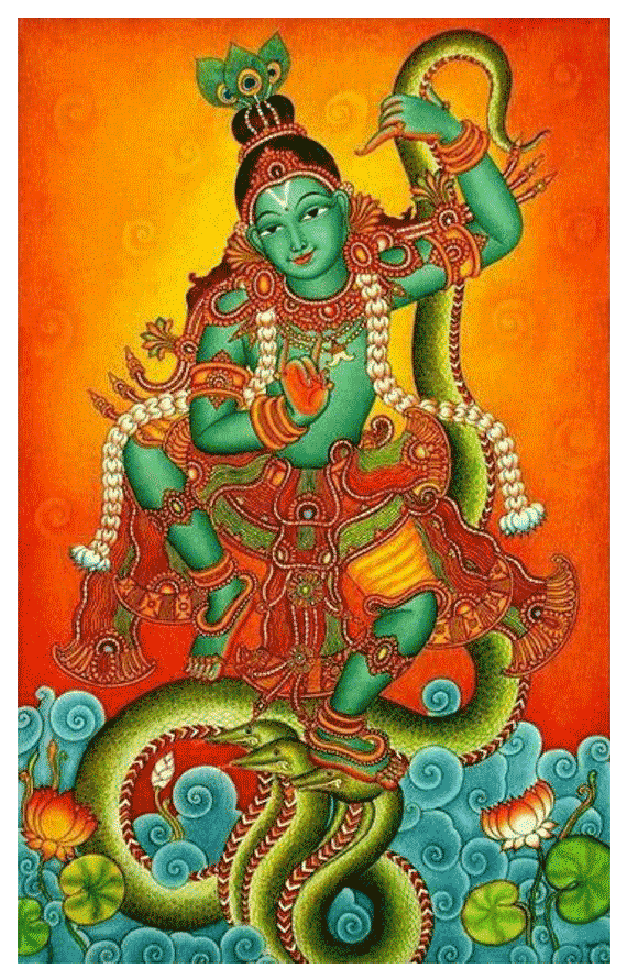 Kaliya Mardhana In Kerala Mural by Jijulal Thumbnail