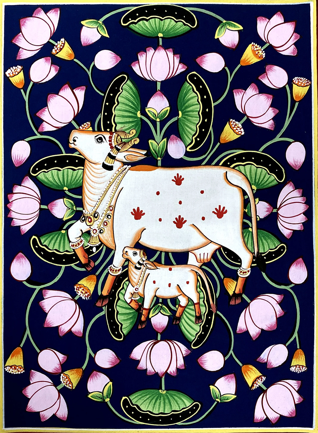 buy Kamadhenu Kalam Talai Pichwai Painting by Dinesh Soni