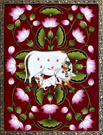 Buy Kamadhenu Kalam Talai Pichwai Painting by Dinesh Soni