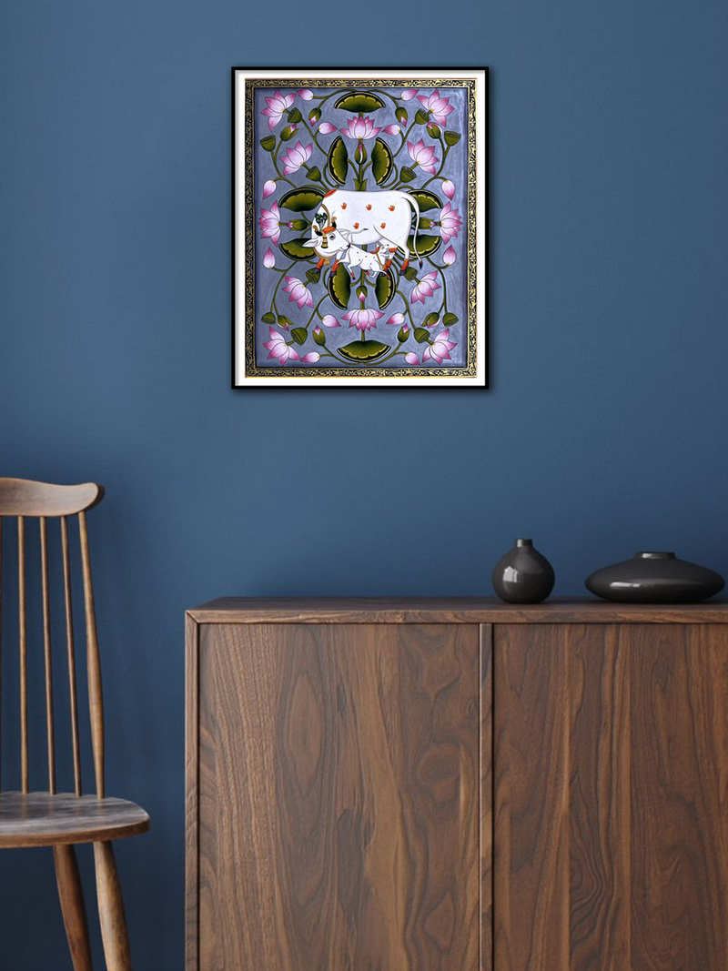 Kamadhenu Kalam Talai Pichwai Painting by Dinesh Soni for sale