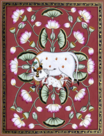 buy Kamadhenu Kalam Talai Pichwai painting by Dinesh Soni