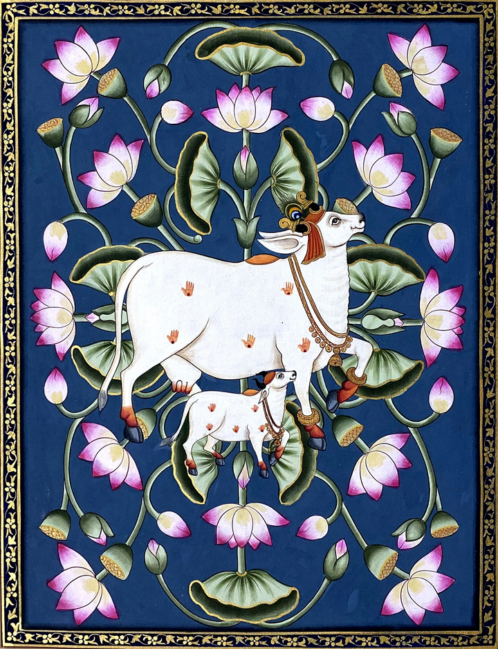 Kamadhenu Kamal Talai  Pichwai painting by Dinesh Soni Thumbnail