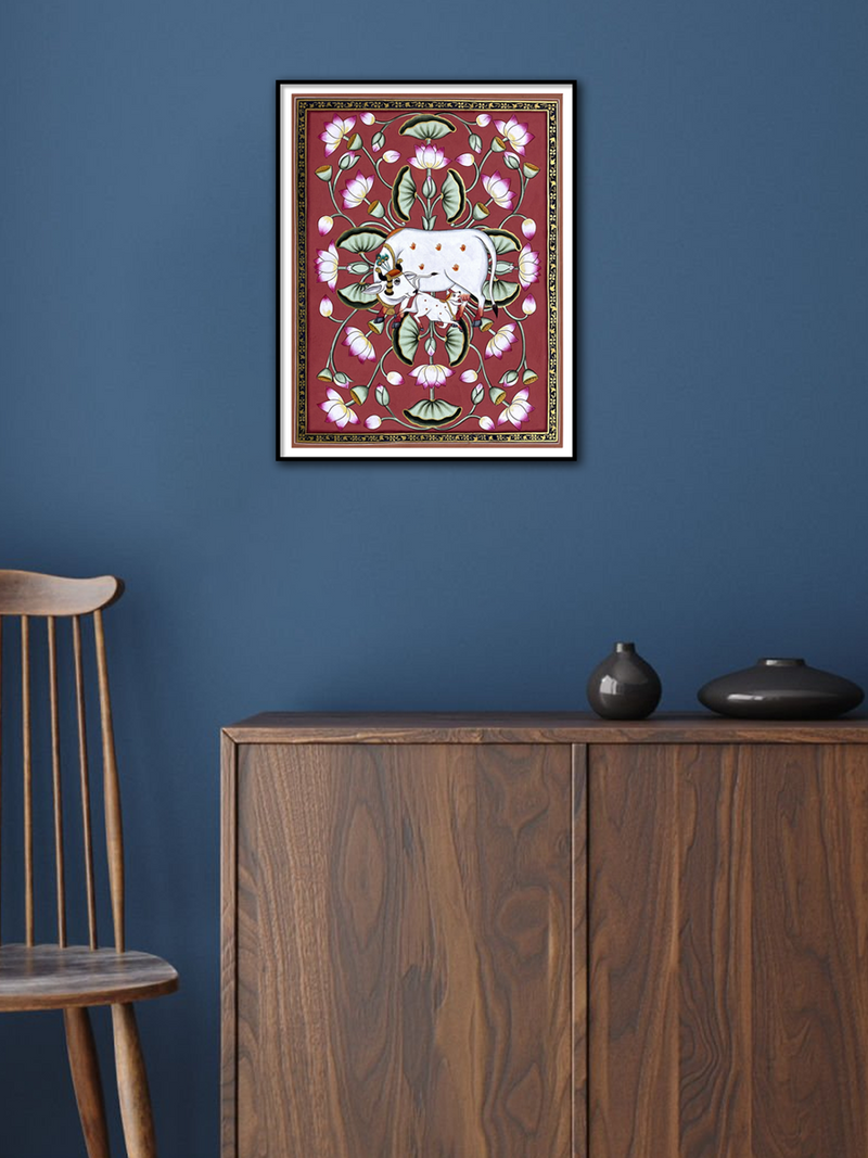 Kamadhenu Kalam Talai Pichwai painting by Dinesh Soni for sale