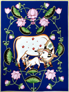 Buy Kamadhenu and Kamal Talai in Pichwai Painting by Dinesh Soni