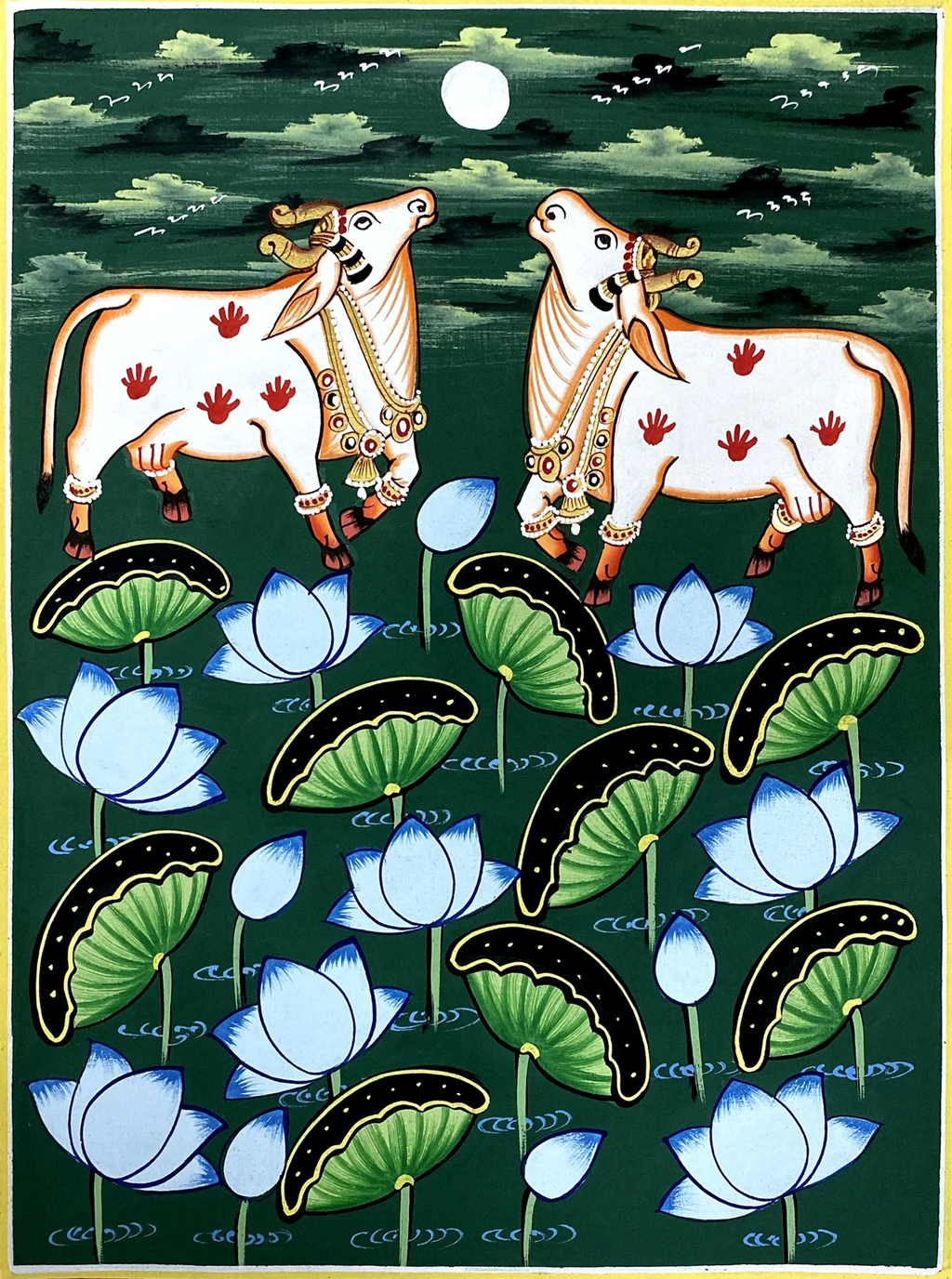 Buy Kamal Talai with Kamadhenu Pichwai Painting by Dinesh Soni