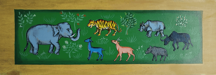 Kaziranga-Kingdom in Assamese Miniature (Gadgayan) by Mridu Moucham Bora Thumbnail