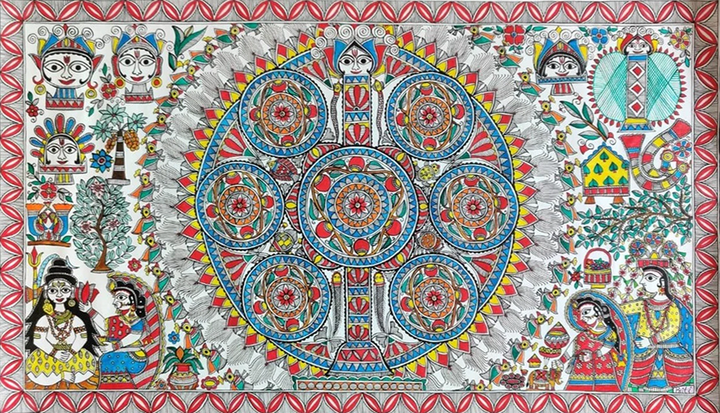 Kohbar Harmony:Madhubani artwork by Priti Karn Thumbnail
