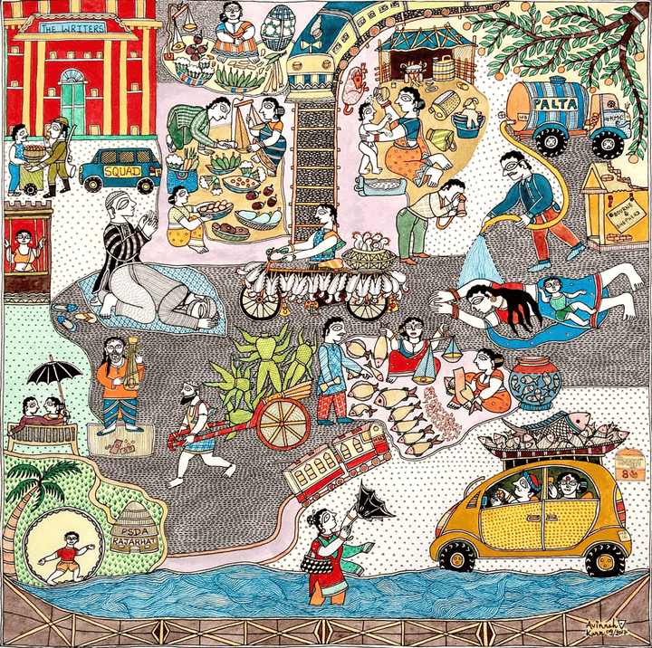 Kolkata  in Madhubani by Avinash Karn Thumbnail